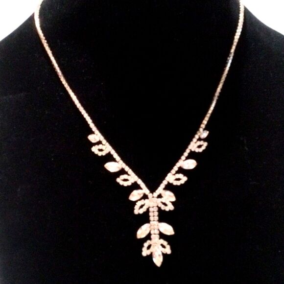 Icing Gold Tone Champagne and Clear Rhinestone Y Drop Necklace - Picture 3 of 9